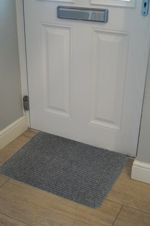 JVL Ribbed Indoor Doormat 50 x 80cm Light Grey