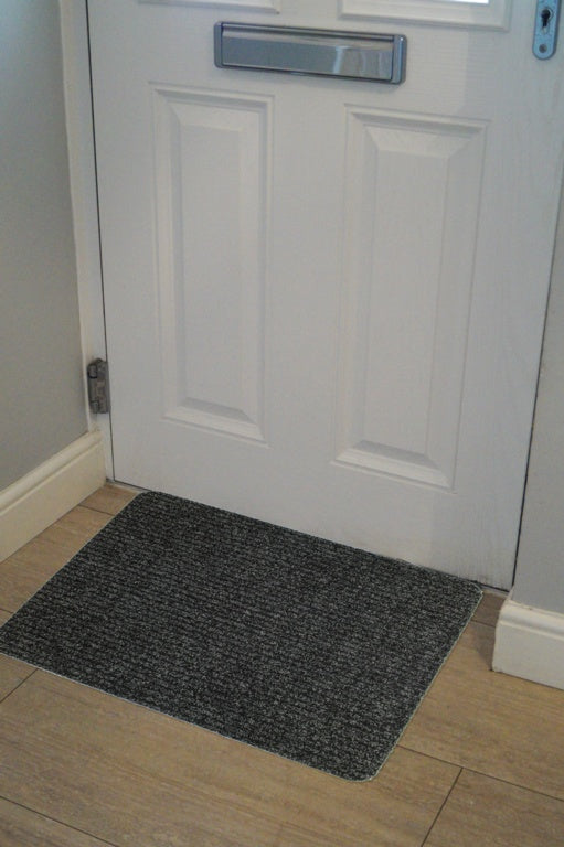 JVL Ribbed Indoor Doormat 50 x 80cm Anthracite