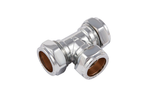 Securplumb Compression Equal Tee Chrome Plated
