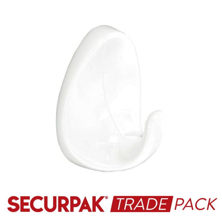 Oval Self Adhesive Hook White S