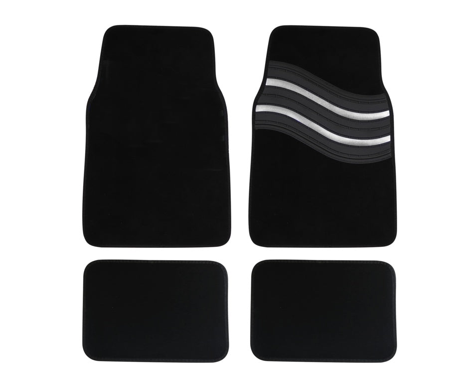 Streetwize Wave Carpet Car Mat Set Silver