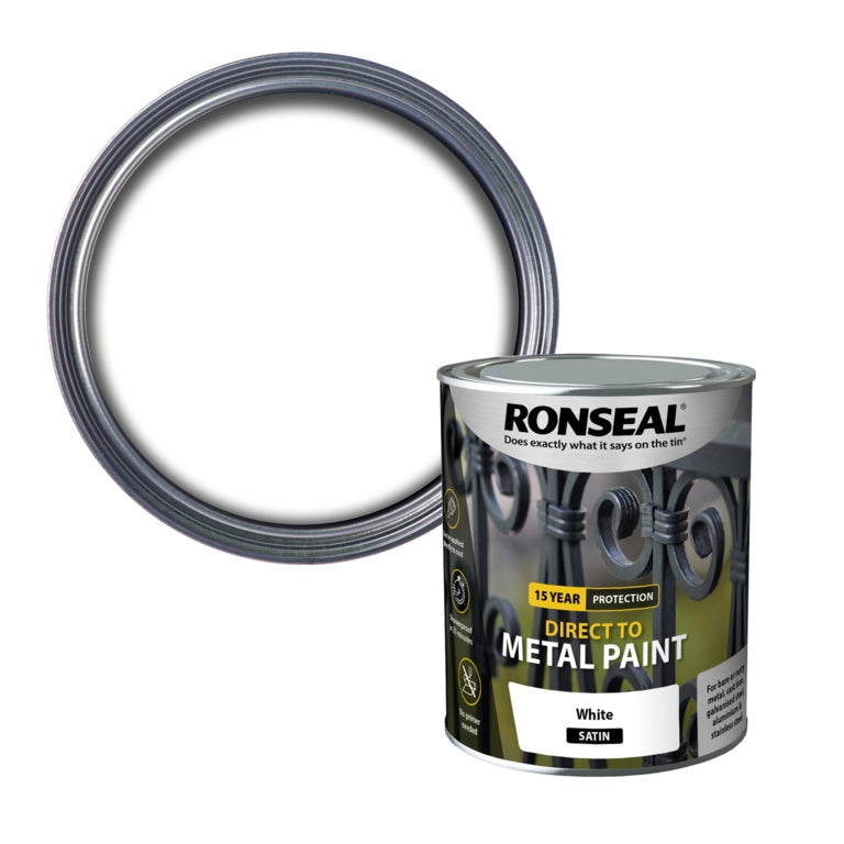 Ronseal Direct To Metal Paint 750ml White Satin