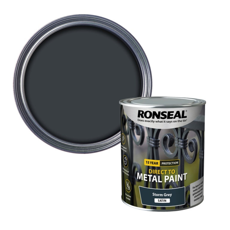 Ronseal Direct To Metal Paint 750ml Storm Grey Satin