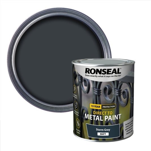 Ronseal Direct To Metal Paint 750ml Storm Grey Matt