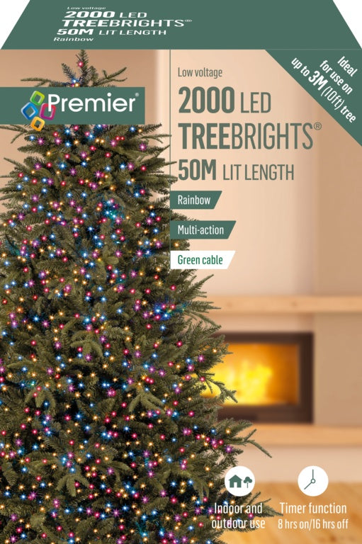 Premier 2000 LED Multi Action Treebrights With Timer Rainbow /Green Cable