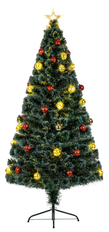 Premier Green Fibre Optic Tree With Pin Wire LED Baubles 80cm