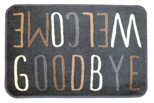 Groundsman Supersoft Washable Mat 50 x 75cm Welcome/Goodbye Grey