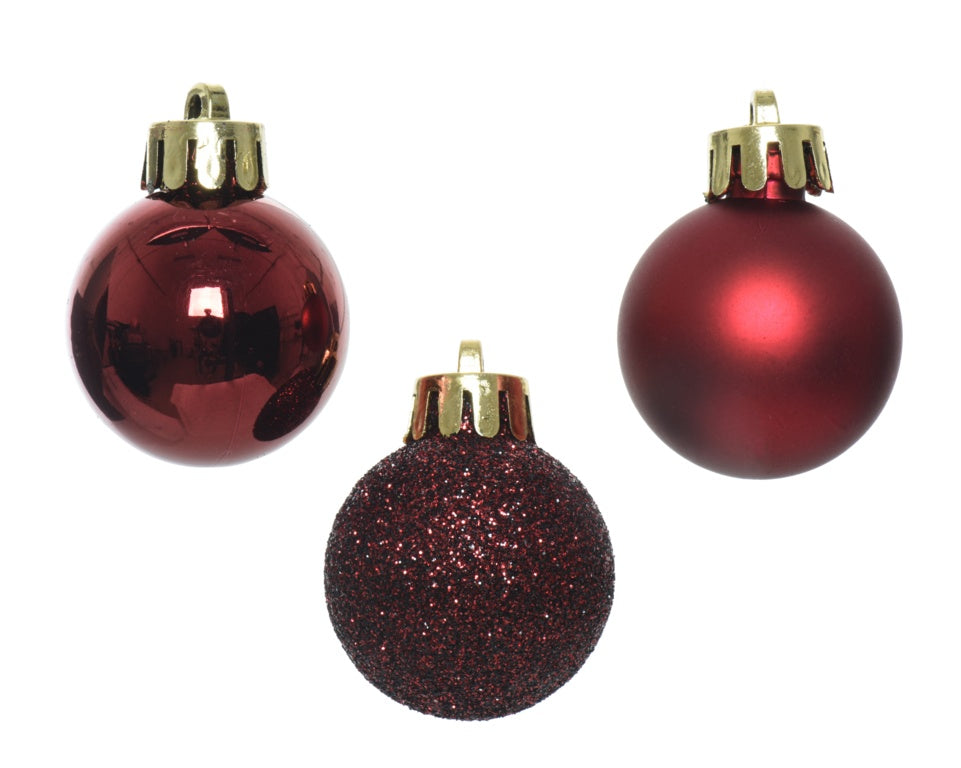 Kaemingk Shatterproof Baubles 3cm Oxblood Mix