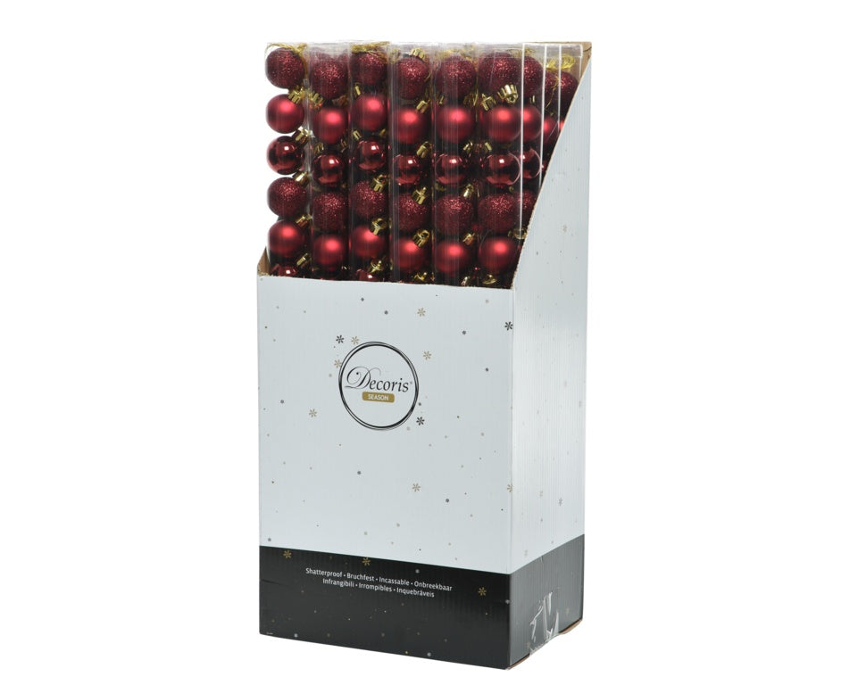 Kaemingk Shatterproof Baubles 3cm Oxblood Mix