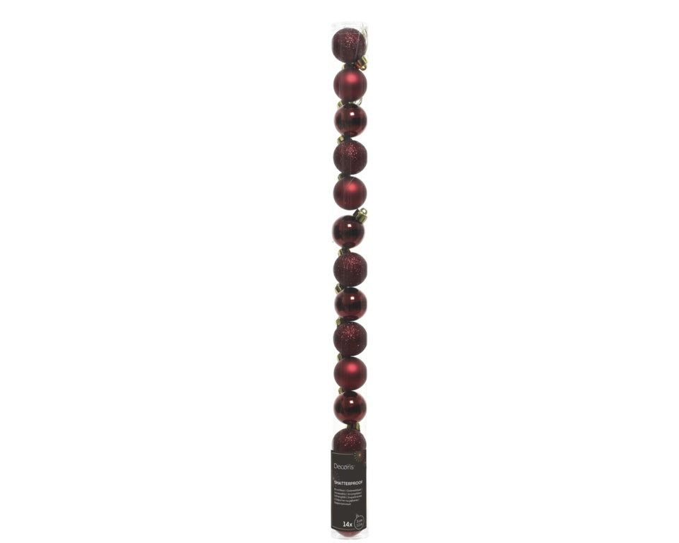 Kaemingk Shatterproof Baubles 3cm Oxblood Mix