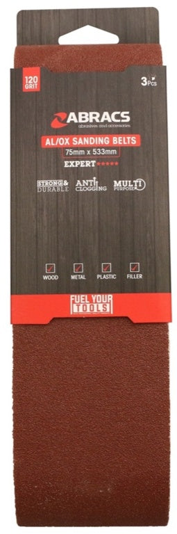 Abracs AL/OX Sanding Belt 75mm x 533mm 120 Grit