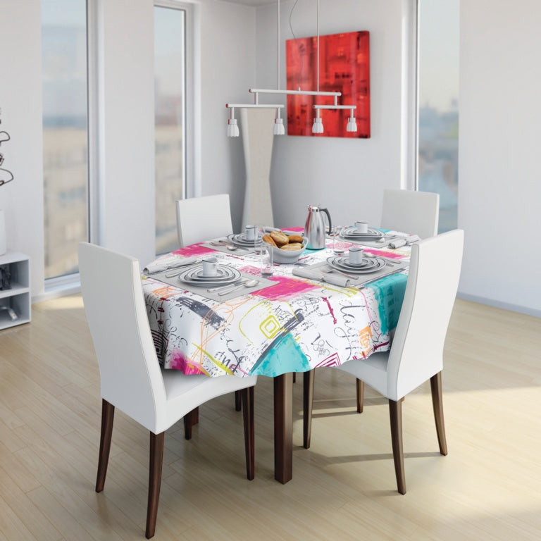 d-c-fixÂ® Manhattan Tablecloth - Lesley Turquoise & Pink