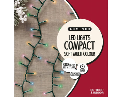 Lumineo 1000 LED Compact Lights Soft Multi Coloured