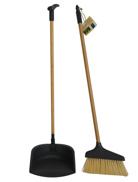 Groundsman Bamboo Long Handle Dustpan & Brush