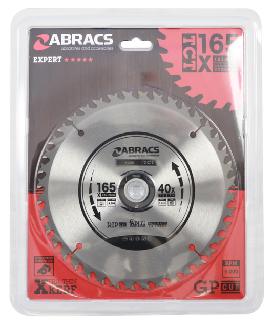 Abracs Circular Saw Blade 165mm x 20mm x 40t 240v