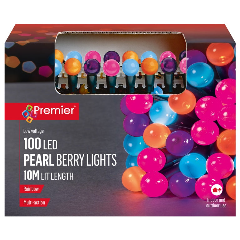 Premier Multi Action Pearl Berry Lights 100 LEDs Rainbow