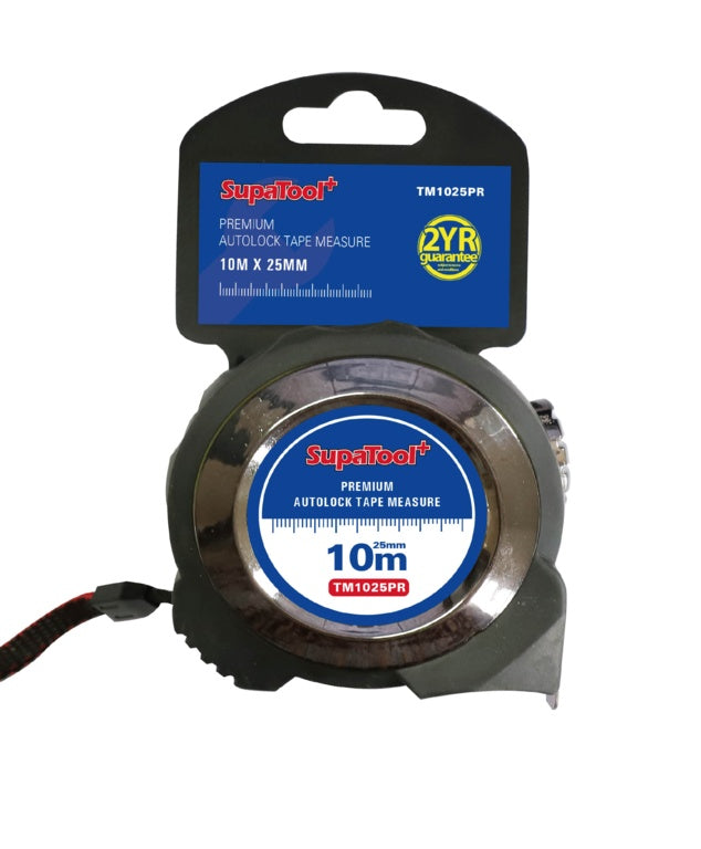 SupaTool Premium Auto Lock Tape Measure 10m x 25mm