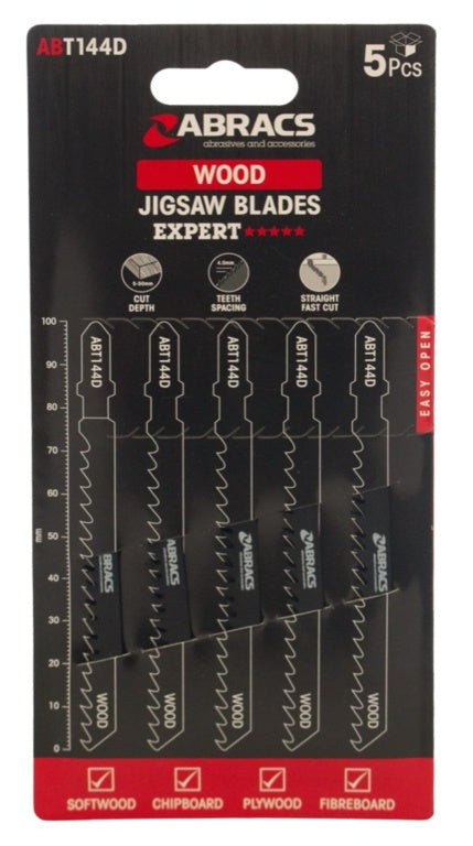 Abracs Jigsaw Blade For Wood Pack 5 100mm