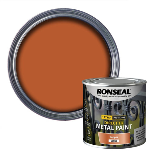 Ronseal Direct To Metal Paint 250ml Copper Satin