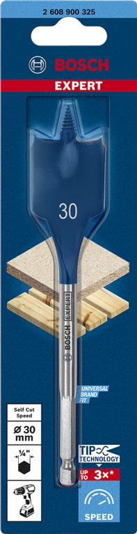 Bosch Selfcut Speed Flat Drill Bit Hex 30 x 152