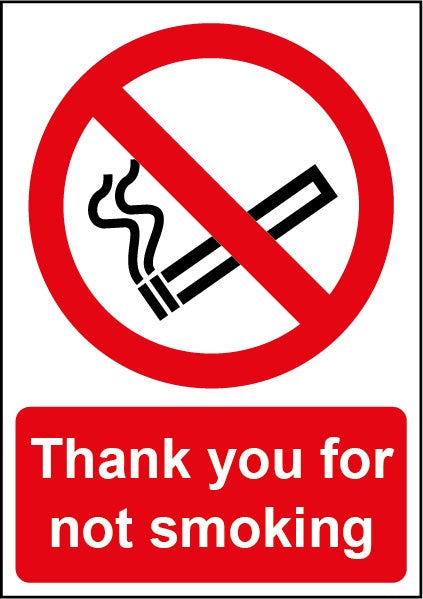 Smiths Architectural Thanks Not Smoking Sign
