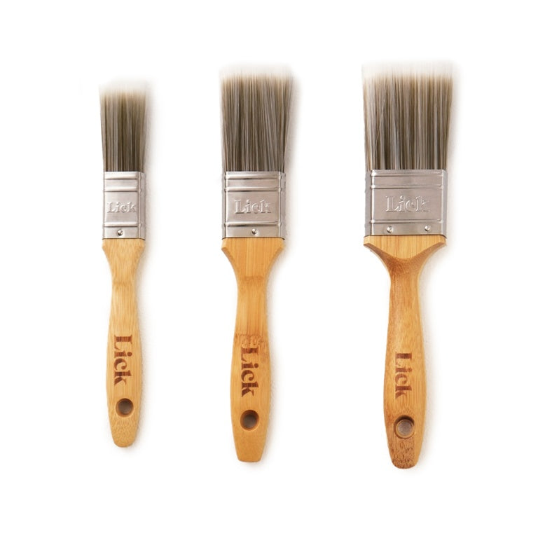 LickTools Bamboo Handle Brush Set 1" Flat / 1.5" Flat X2 / 1.5" Angle Sash / 2" Flat