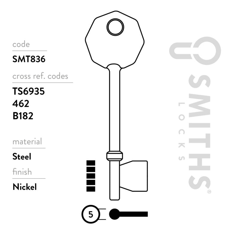 Smiths Locks Asec Mortice Key Blank