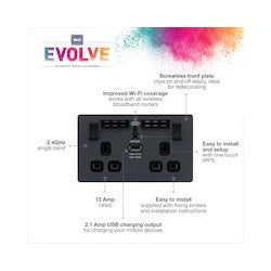 BG 13a 2 Gang Plastic Switched Socket With Wifi & USB
