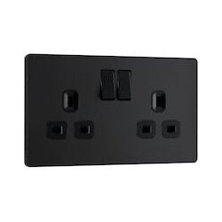 BG 13a 2 Gang Plastic Switched Socket Matt Black