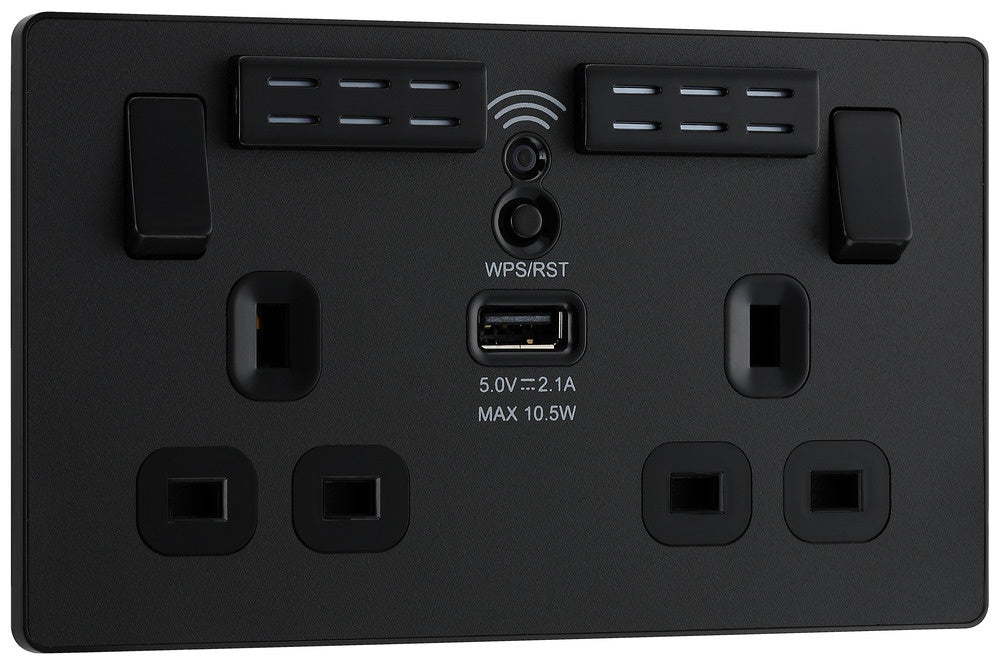 BG 13a 2 Gang Plastic Switched Socket With Wifi & USB