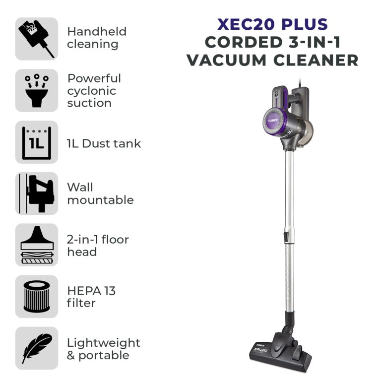Tower XEC20 Plus 3 in 1 Corded Pole Vacuum