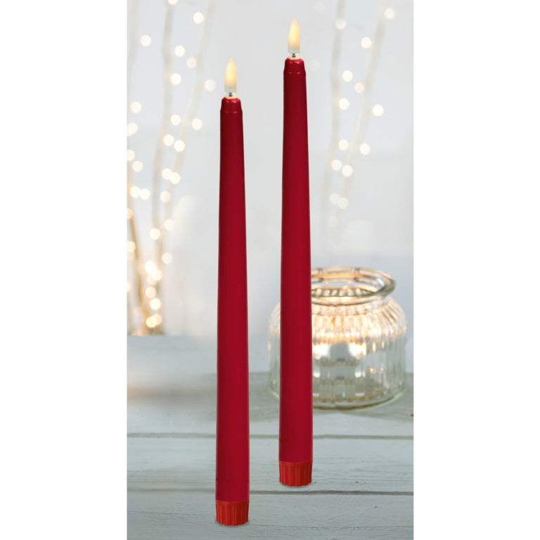 Premier Red Taper Candles With FlickaBright Flame 27.5cm