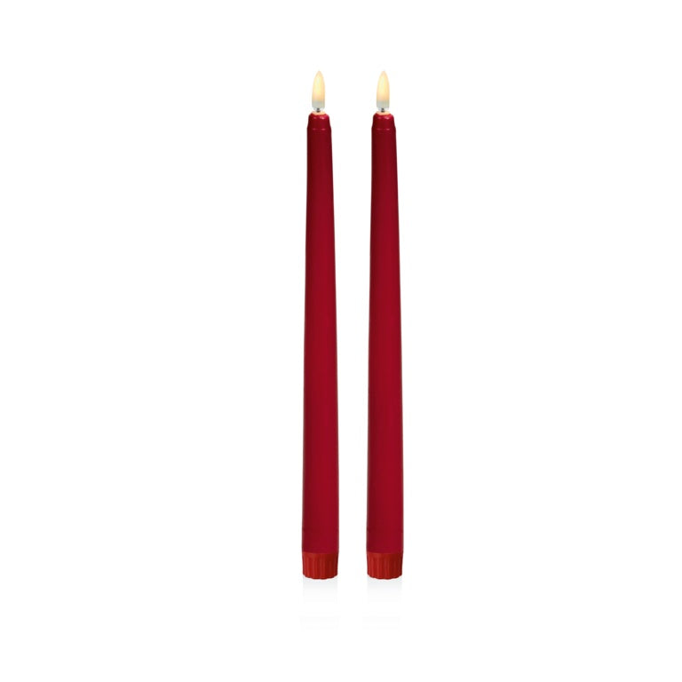 Premier Red Taper Candles With FlickaBright Flame 27.5cm