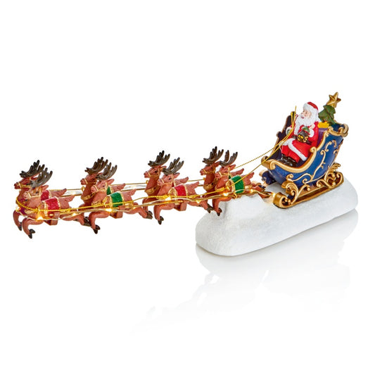Premier Lit Santa Sleigh With Reindeer 34cm