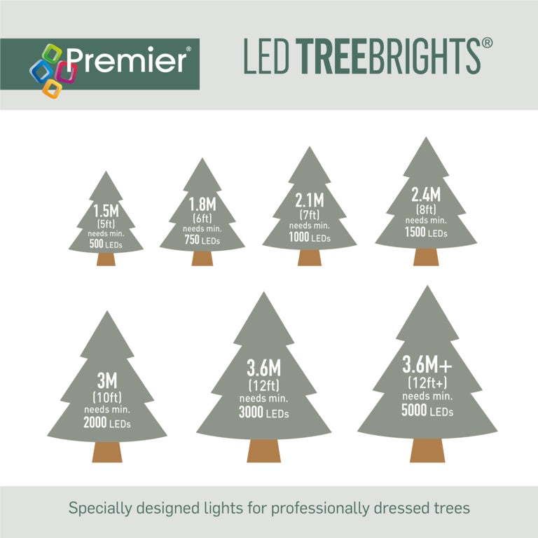 Premier 5000 LED Multi Action Treebrights With Timer Multi Coloured /Green Cable