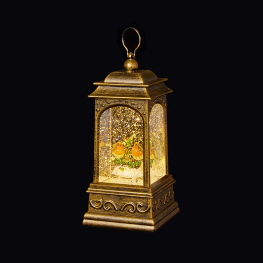 Premier Robin Scene Water Spinner Lantern 21cm