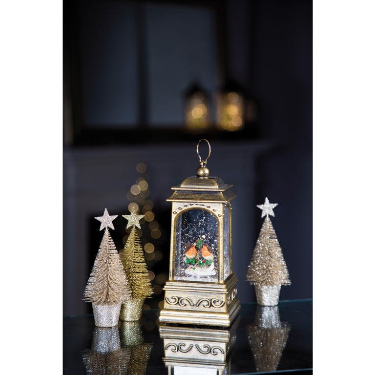 Premier Robin Scene Water Spinner Lantern 21cm