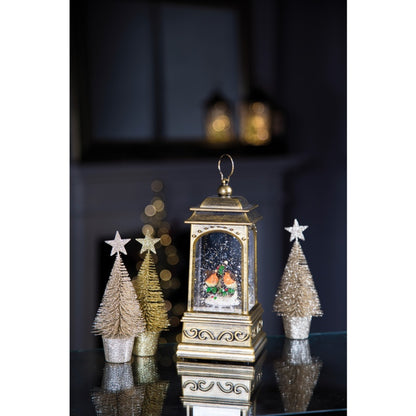 Premier Robin Scene Water Spinner Lantern 21cm