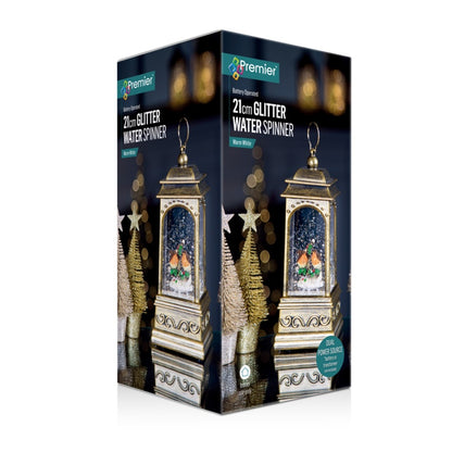 Premier Robin Scene Water Spinner Lantern 21cm