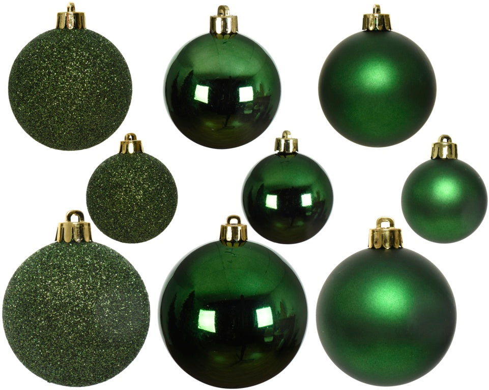 Kaemingk Shatterproof Baubles Pine Green Mix Pack 30