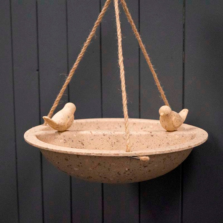 Earthy Sustainable Hanging Bird Bath & Feeder
