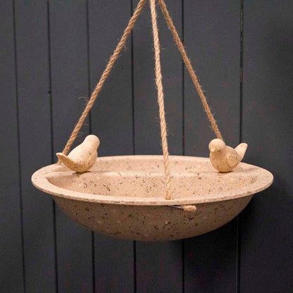 Earthy Sustainable Hanging Bird Bath & Feeder