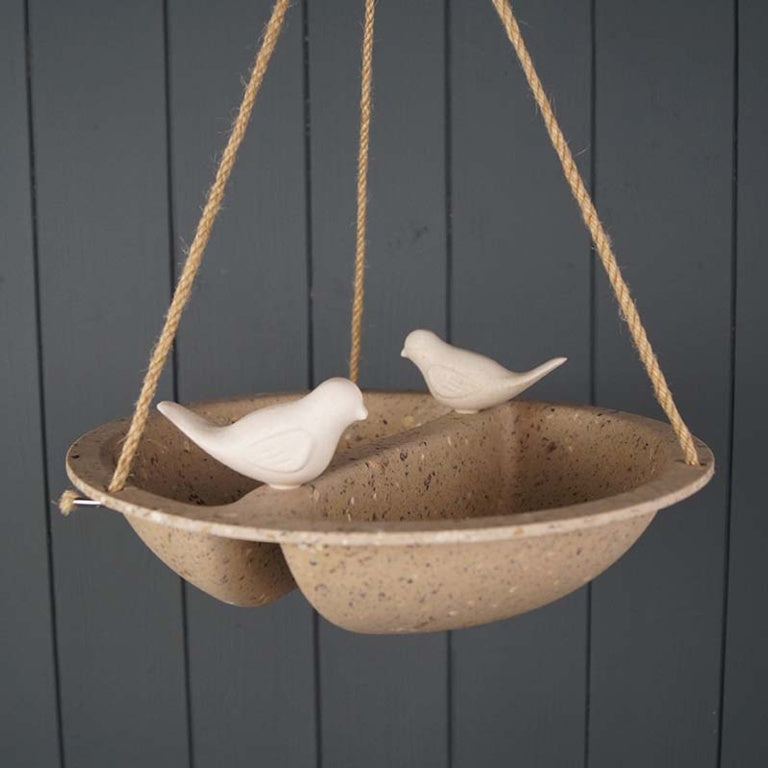 Earthy Sustainable Hanging Bird Bath & Feeder