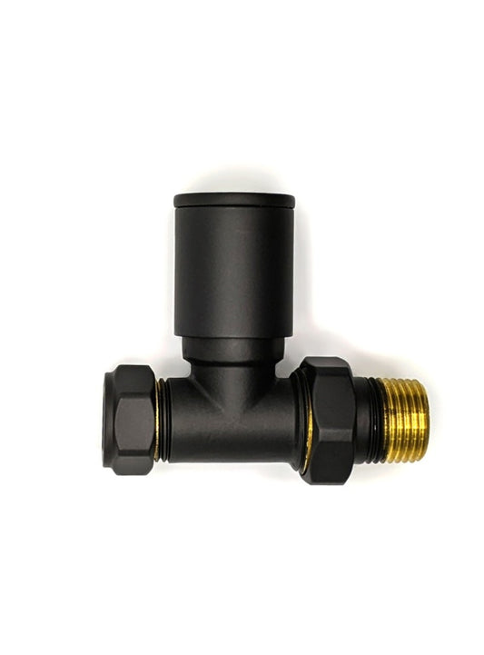 Black Radiator Straight Valve Pair