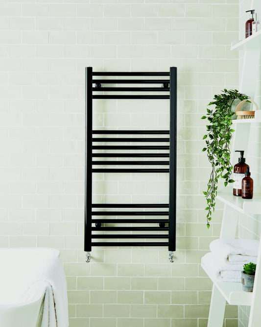 Straight Black Towel Rail