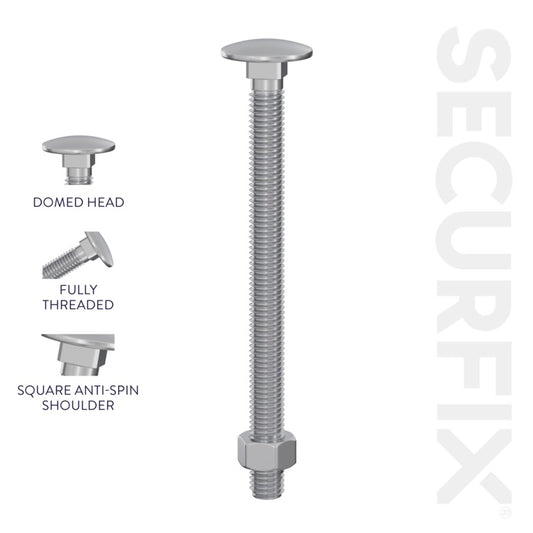 Securfix Carriage Bolt 5 Pack M12 x 180mm