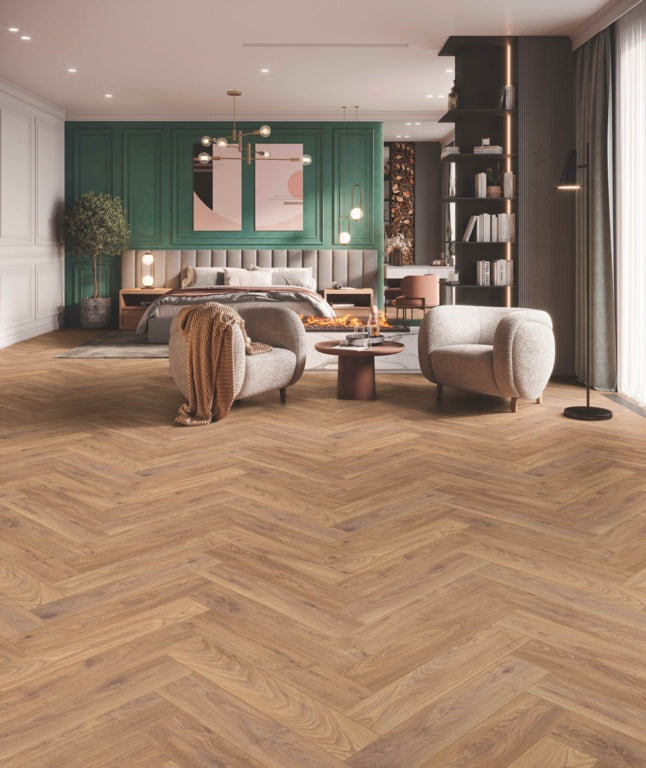 Kronospan Herringbone Firebrand Oak Laminate Flooring