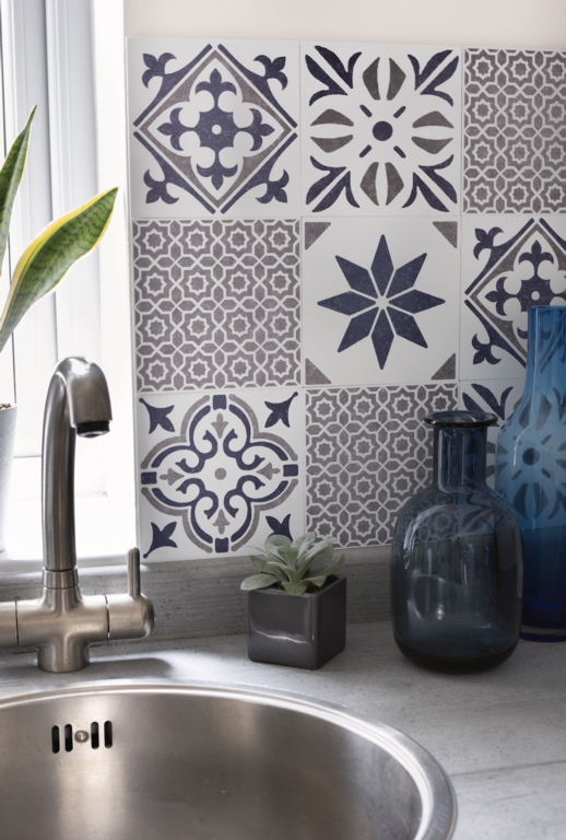 d-c-fixÂ® Self Adhesive Wall Tile Jamila Blue