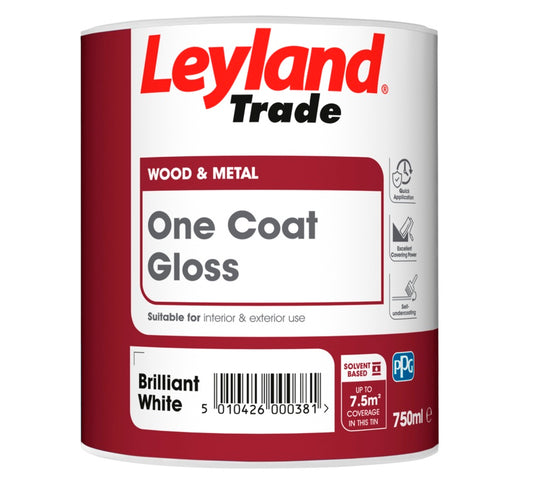 Leyland Trade One Coat Gloss 750ml Brilliant White