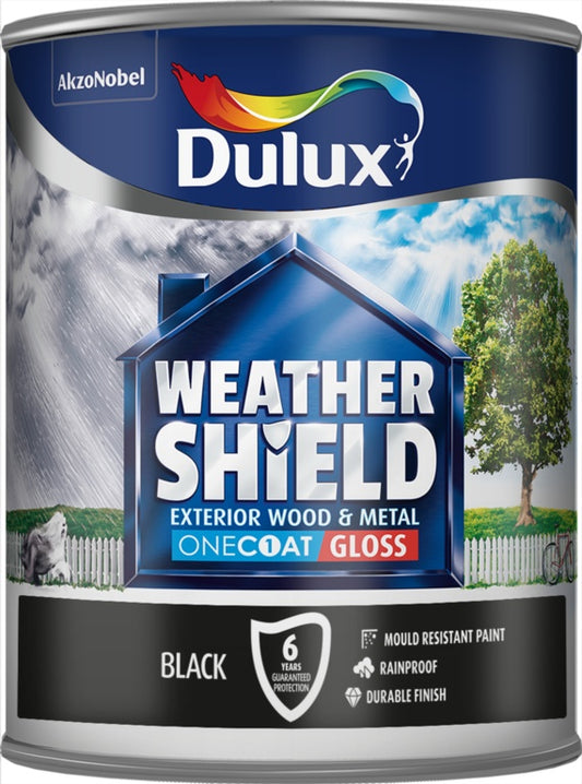 Dulux Weathershield One Coat Gloss 750ml Black